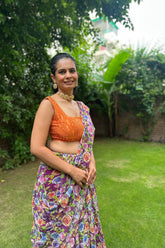 Love Birds Purple Chiffon Saree